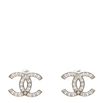 Chanel Crystal CC Earrings Gold 1 of 6