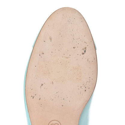 Chanel Calfskin Patent CC Cap Toe Ballerina Flats 37 Light Green 12 of 14