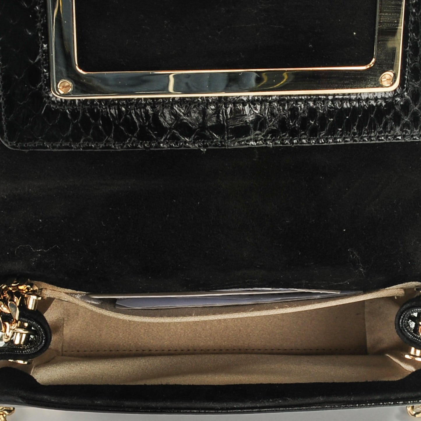 Crinkled Patent Elaphe Ava Crossbody Bag Black
