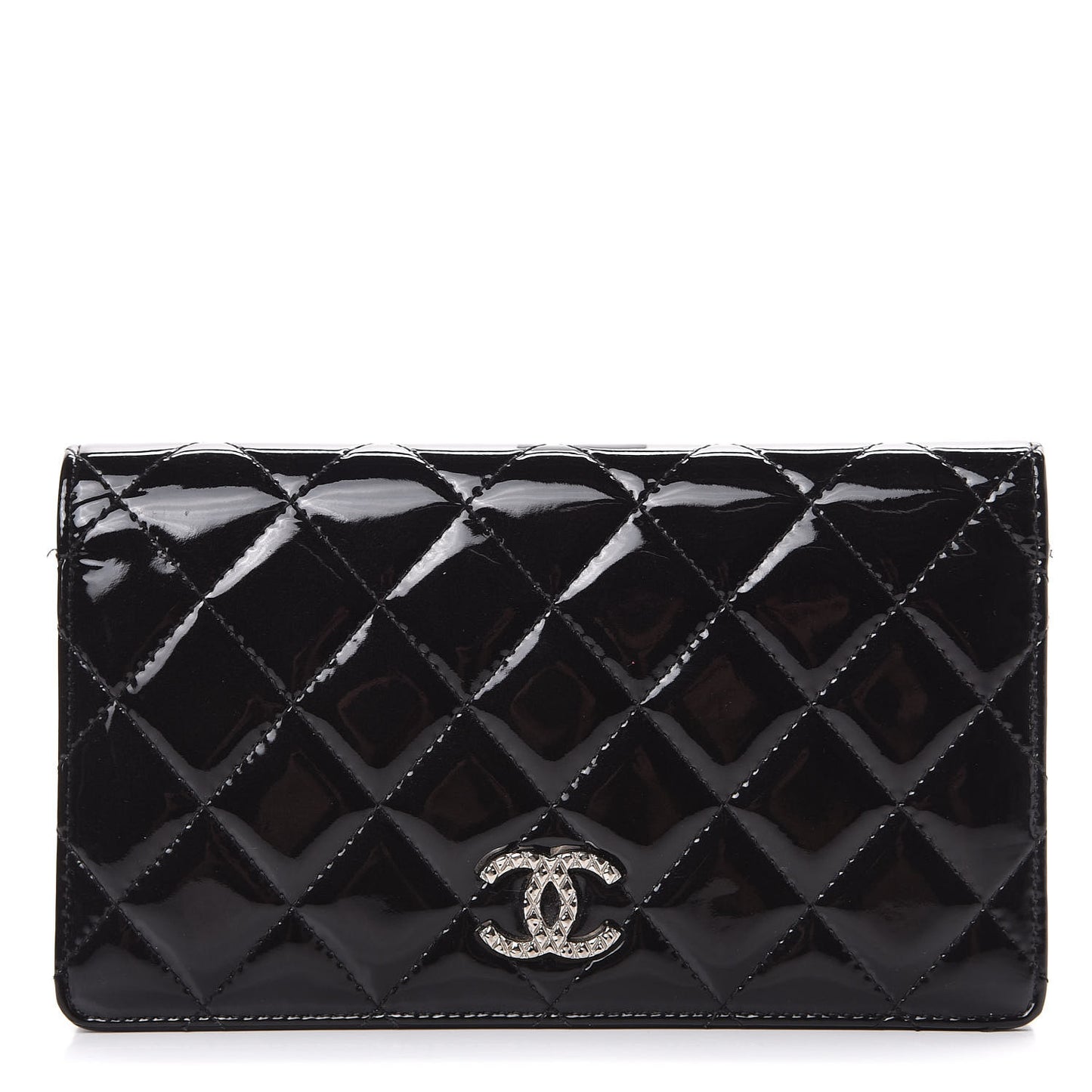 Patent Quilted Brilliant Yen Wallet Black