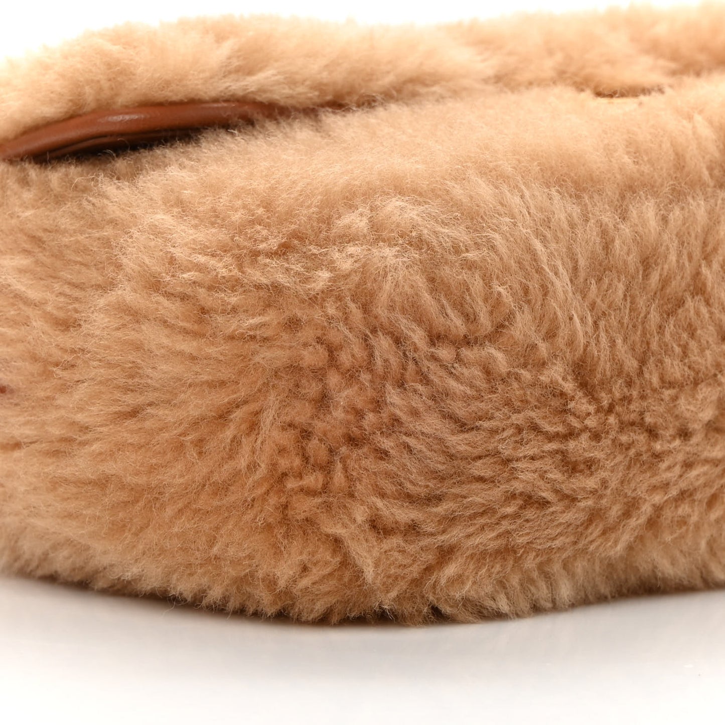 Calfskin Triomphe Fluffy Shearling Bag Beige
