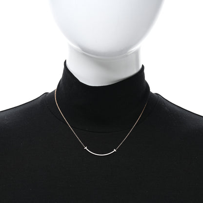 Tiffany 18K Rose Gold Diamond Small T Smile Pendant Necklace 2 of 4