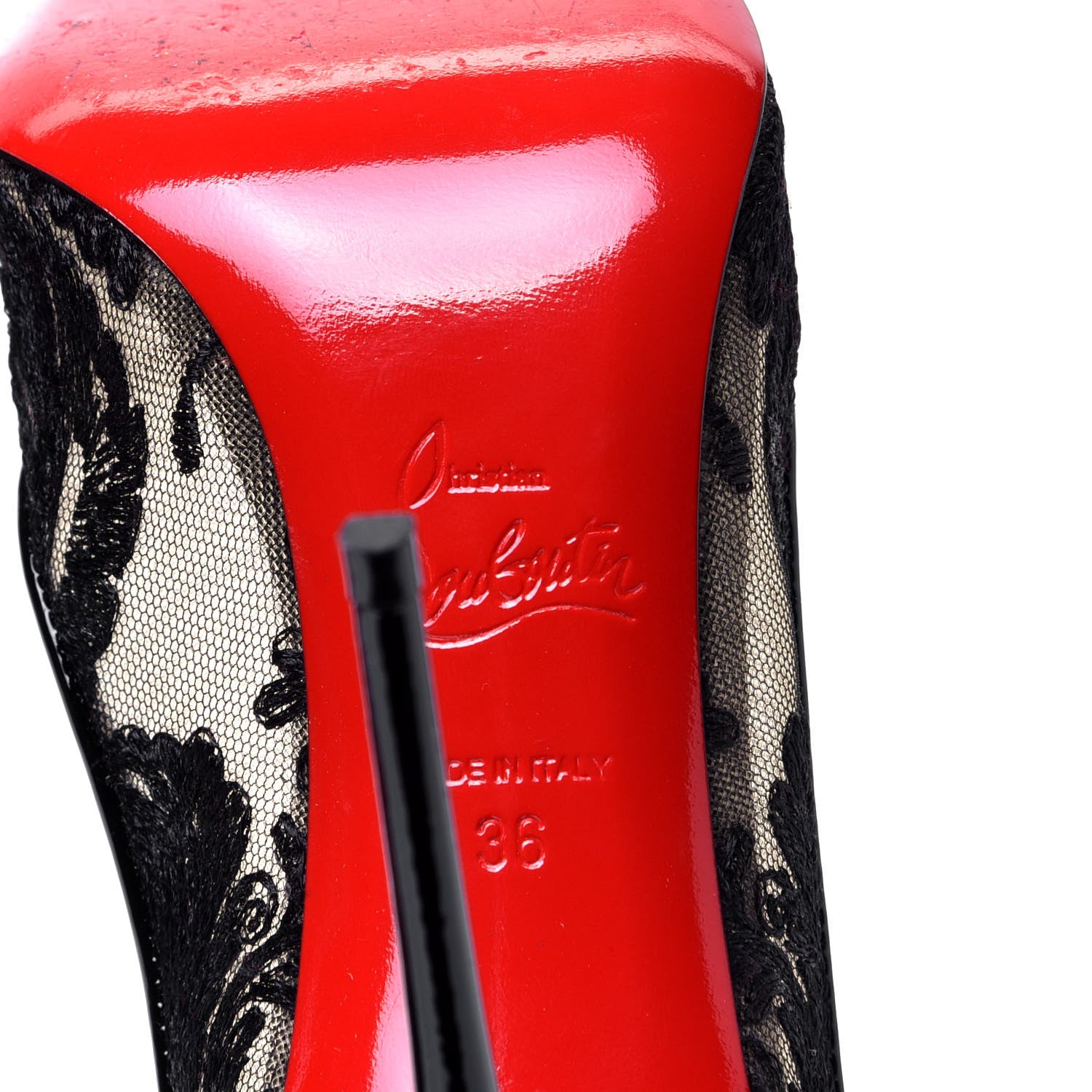 Christian Louboutin Dentelle Chantilly Follies Lace 100 Pumps 36 Black 8 of 10