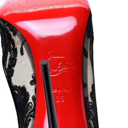 Christian Louboutin Dentelle Chantilly Follies Lace 100 Pumps 36 Black 8 of 10