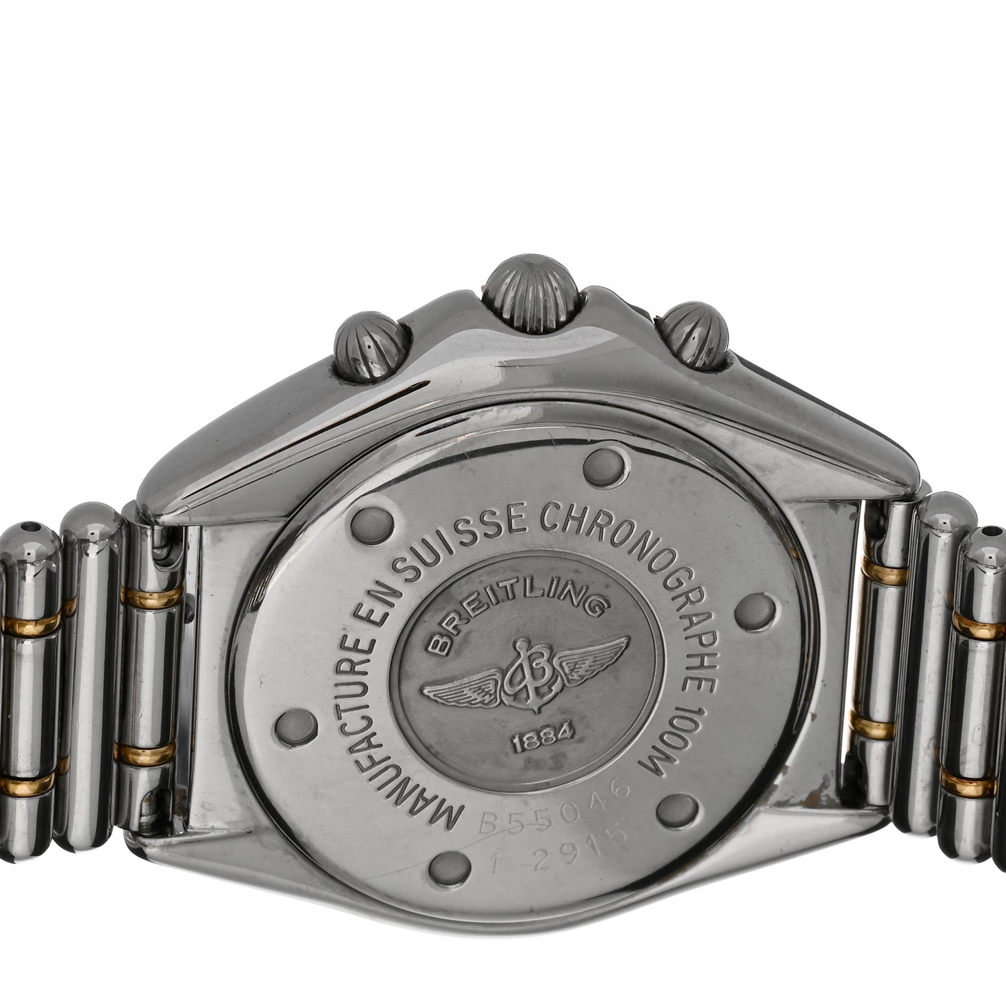 Stainless Steel 37mm Windrider Sextant Chronograph Quartz Watch White B55046