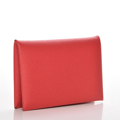 Hermes Epsom Calvi Card Case Rouge Casaque 3 of 9