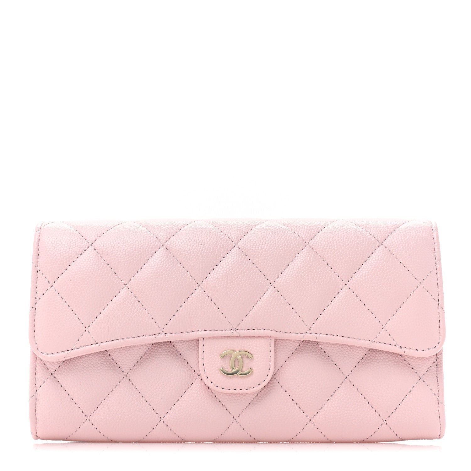 Chanel Caviar Quilted Large Gusset Flap Wallet Light Pink 1 of 13