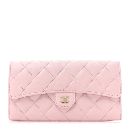 Chanel Caviar Quilted Large Gusset Flap Wallet Light Pink 1 of 13