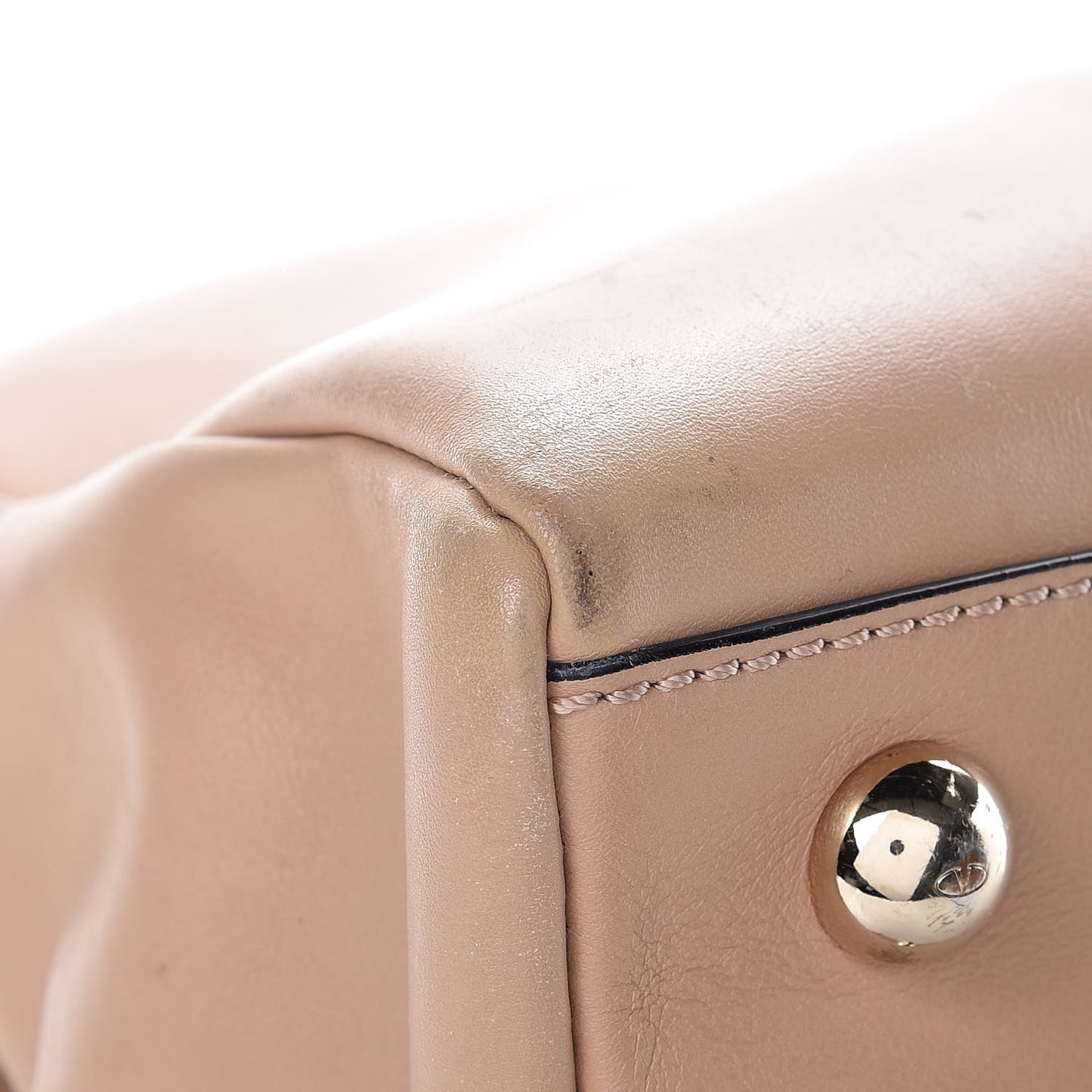 Vitello Large Rockstud Flap Satchel Poudre