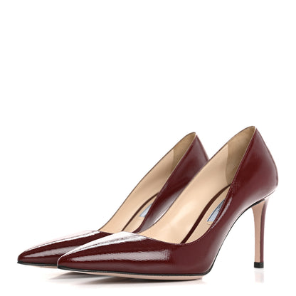 Prada Saffiano Vernice Pumps 36.5 Rosso 4 of 9
