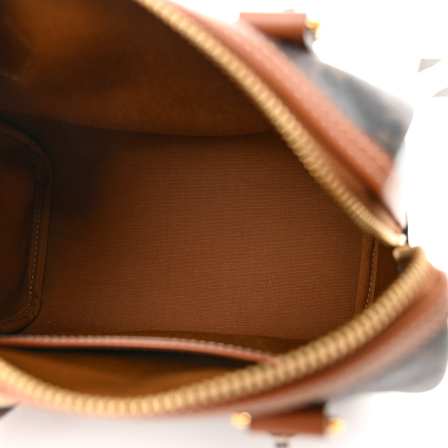 Triomphe Canvas Calfskin Small Boston Bag Tan