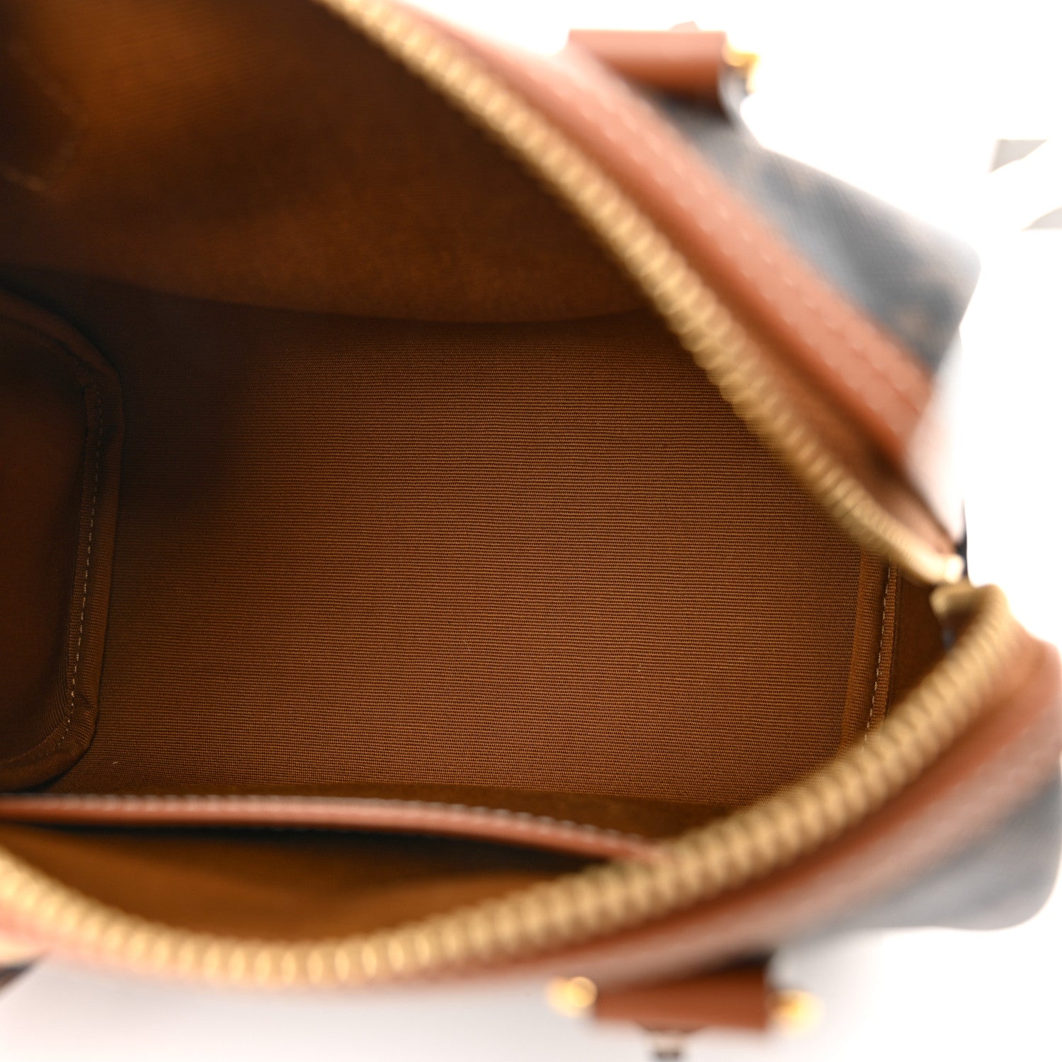 Celine Triomphe Canvas Calfskin Small Boston Bag Tan 5 of 11