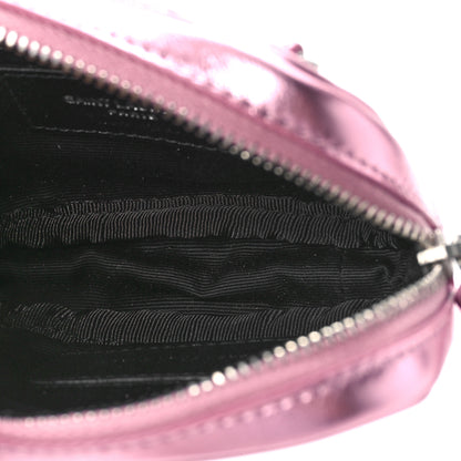 Saint Laurent Metallic Calfskin Matelasse Chevron Monogram Baby Lou Camera Bag New Azalea 5 of 8