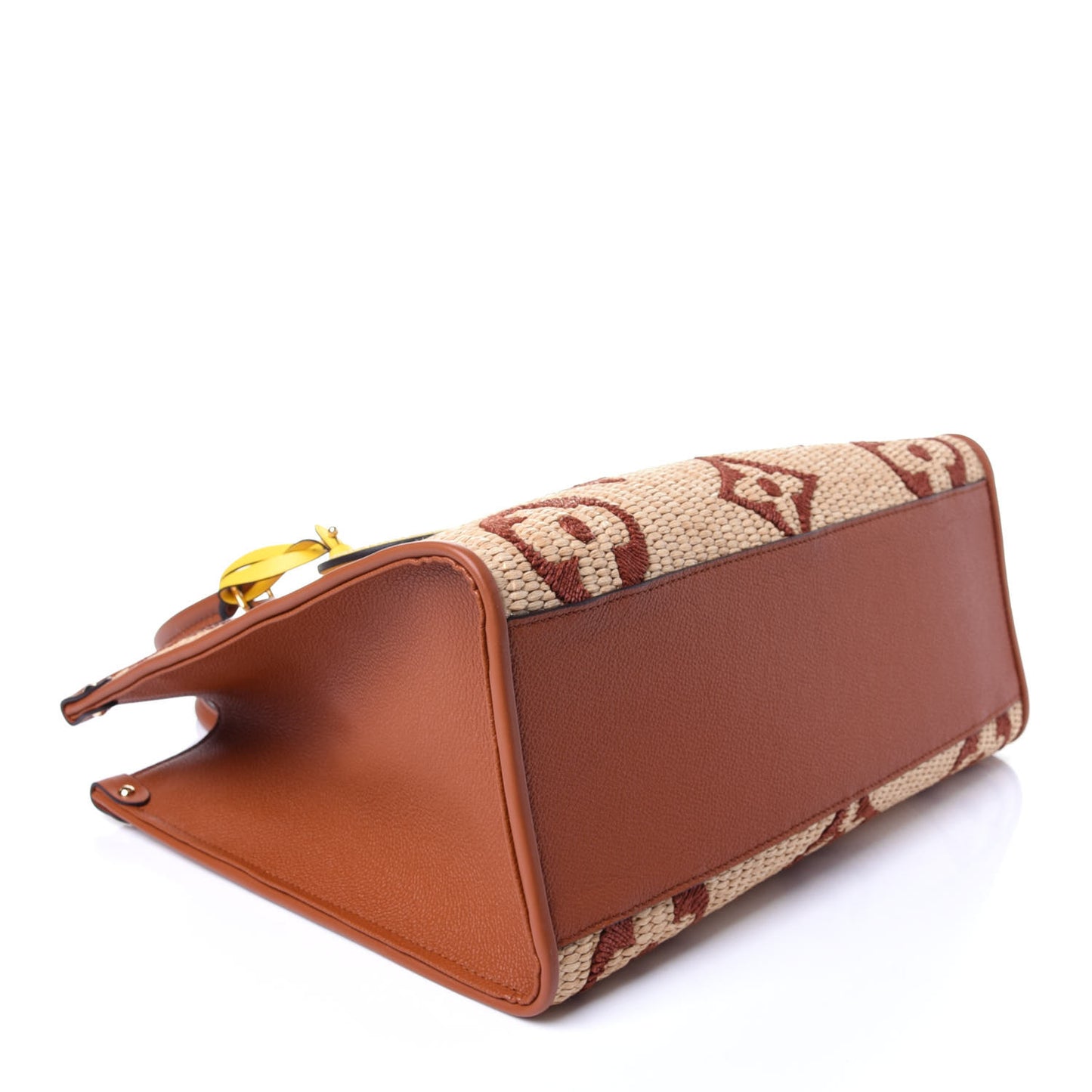 Raffia Calfskin Monogram Giant Onthego MM Tan