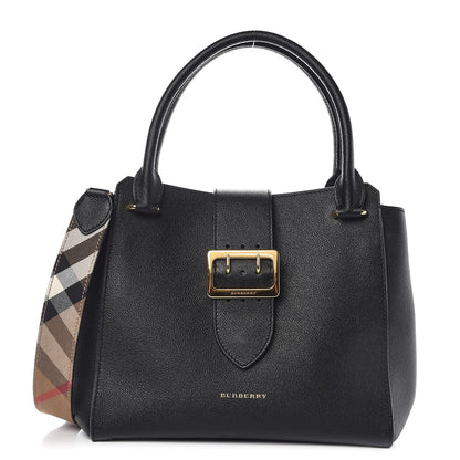 Burberry Soft Grain Calfskin Medium Buckle Tote Black 1 of 11