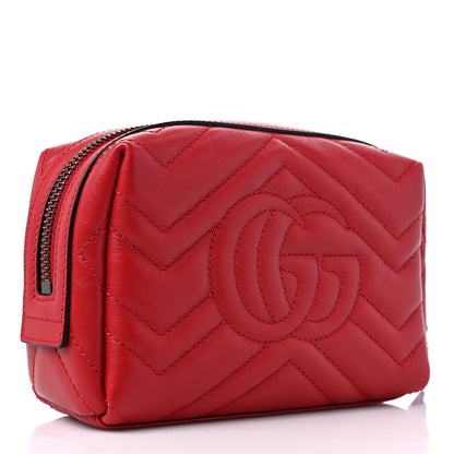 Gucci Calfskin Matelasse GG Marmont Cosmetic Case Hibiscus Red 3 of 10