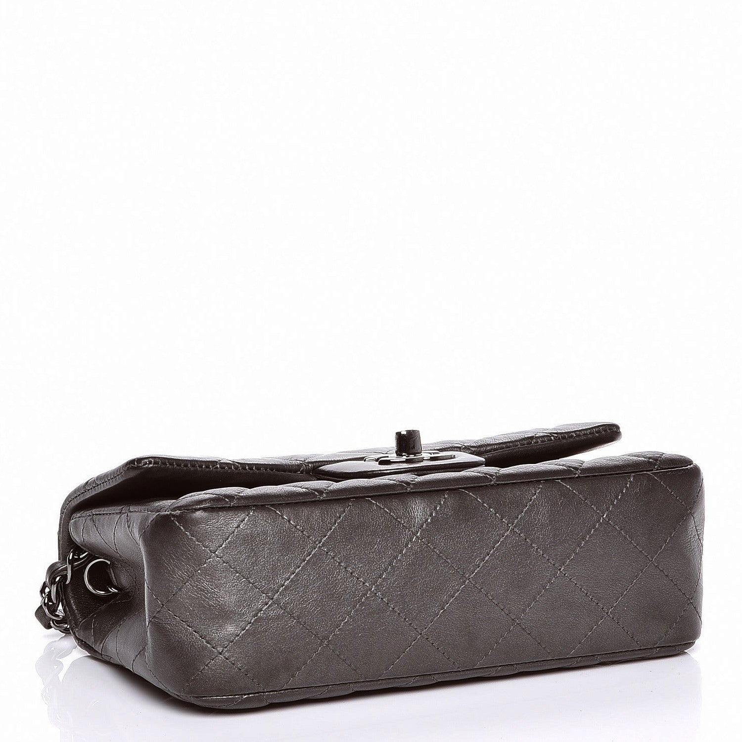 Chanel Metallic Calfskin Quilted Mini Rectangular Flap Dark Grey 4 of 7