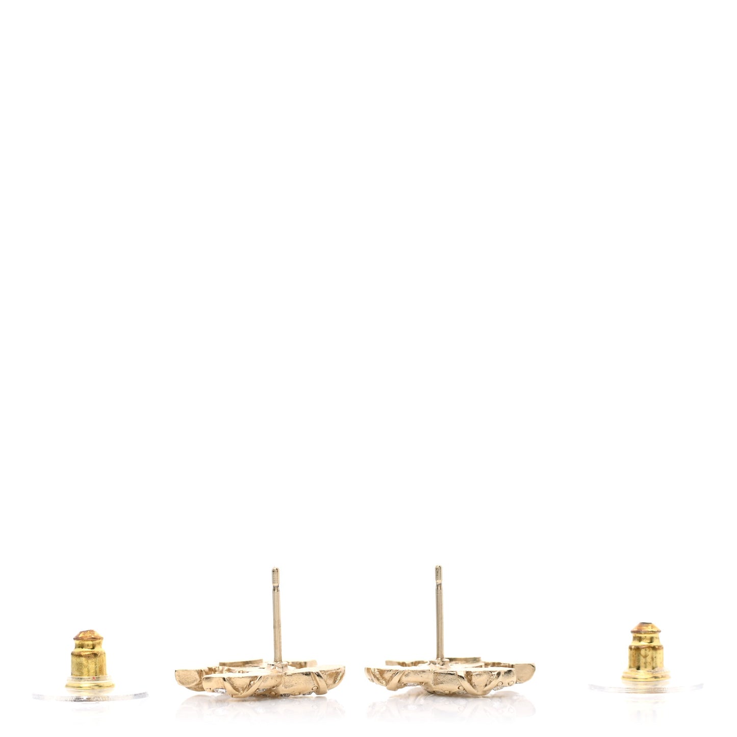 Crystal Textured CC Earrings Gold