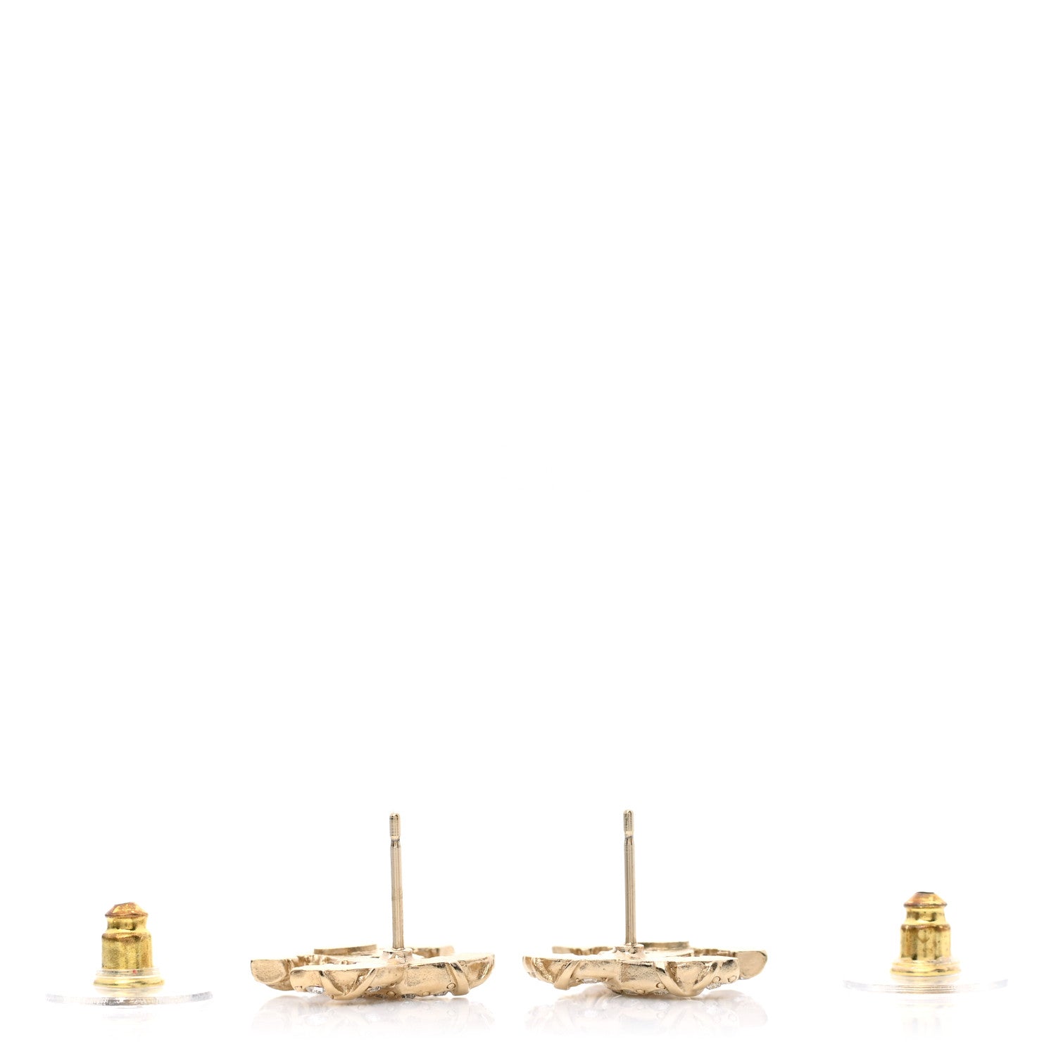 Chanel Crystal Textured CC Earrings Gold 3 of 5