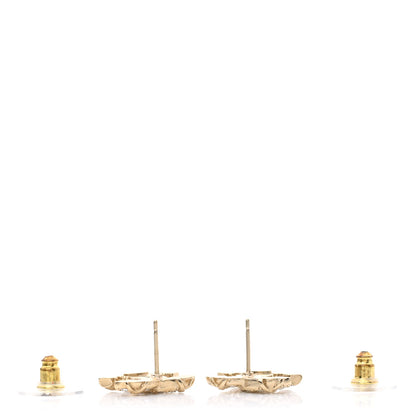 Chanel Crystal Textured CC Earrings Gold 3 of 5
