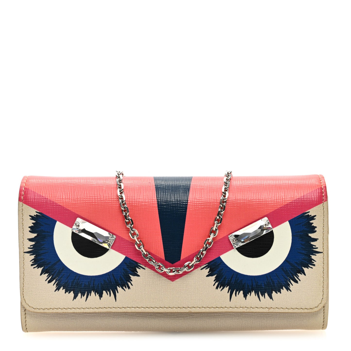 Vitello Elite Crystal Eye Monster Continental Wallet on Chain Bellini Multicolor