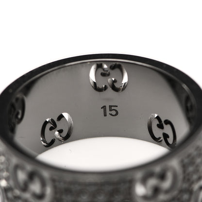Gucci 18K White Gold Black Diamond Wide Icon Stardust Band Ring 54 7 5 of 7