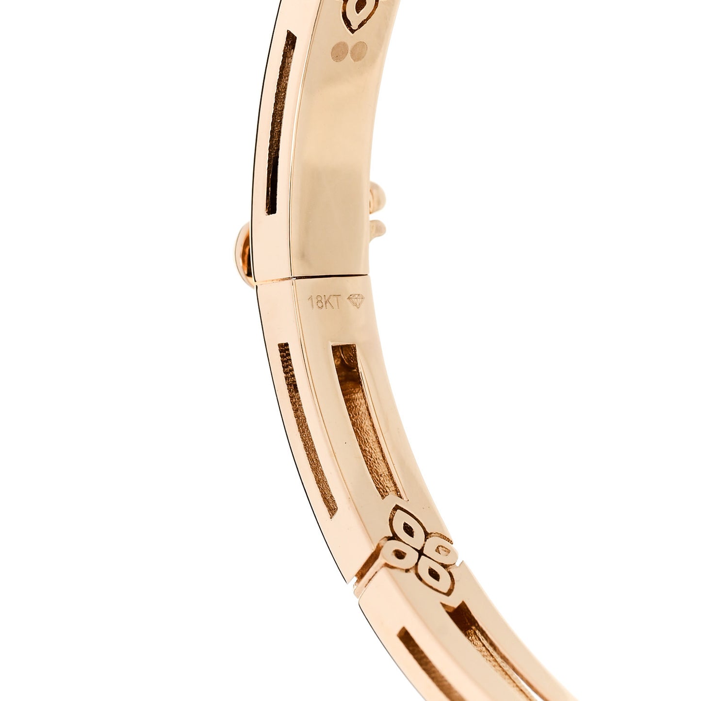 18K Rose Gold Diamond Enamel Love in Verona Bangle Bracelet White