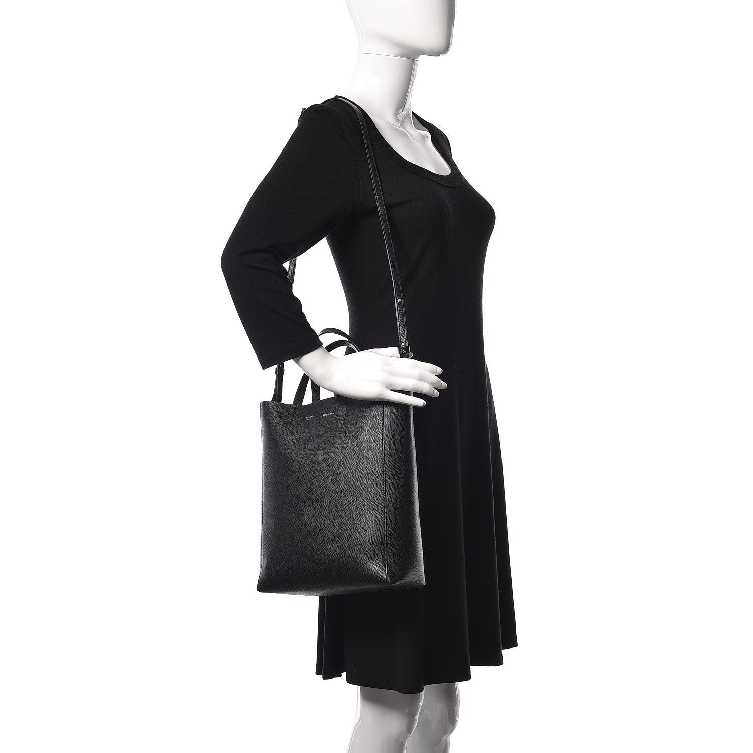 Celine Grained Calfskin Small Vertical Cabas Black 2 of 11
