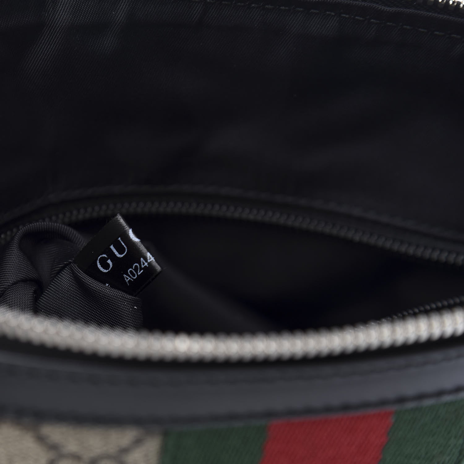 Gucci GG Supreme Monogram Web Messenger Bag Black 10 of 11