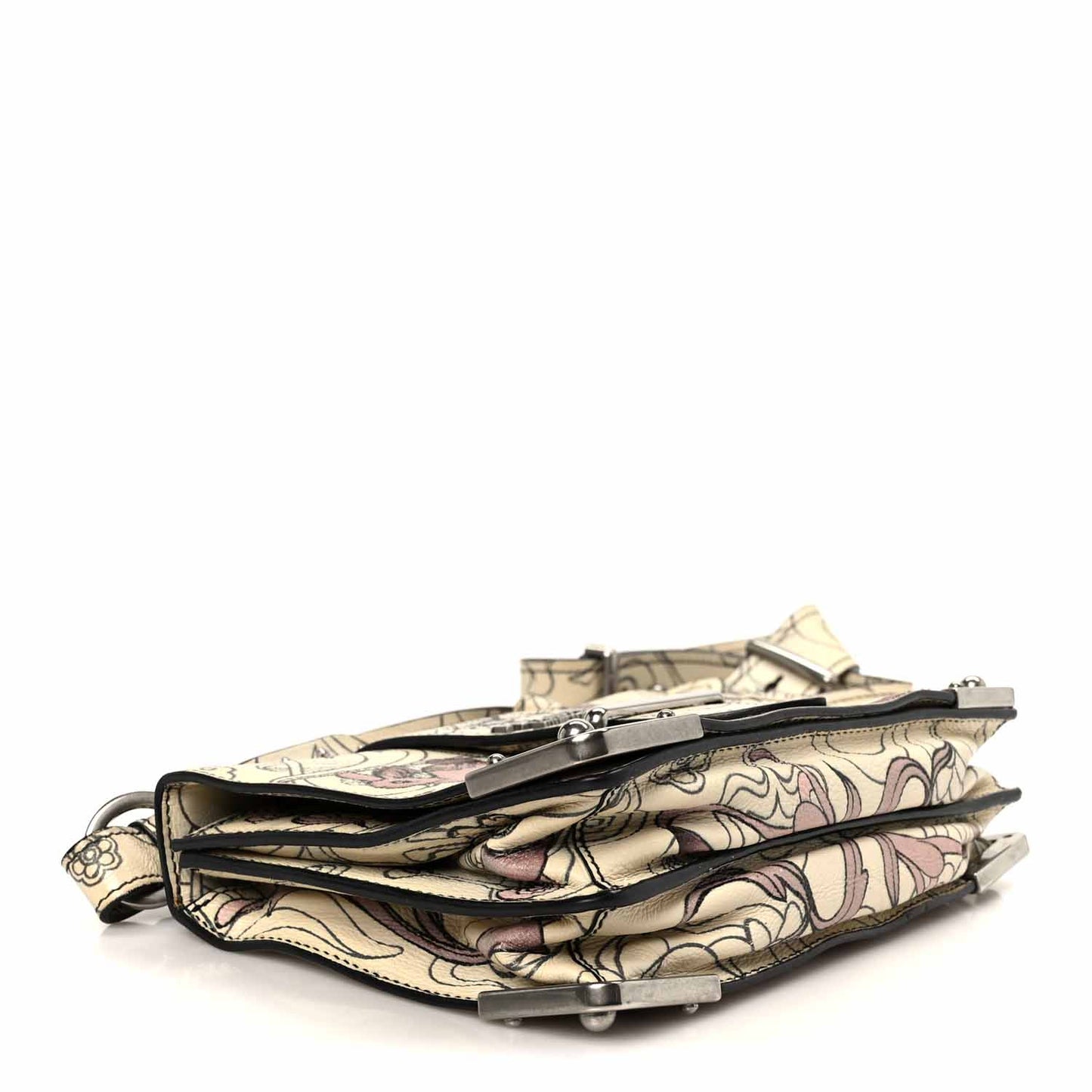 X JAMES JEAN Glace Calfskin Rabbit Print Cahier Bag Opaline