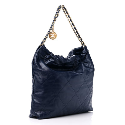 Chanel Shiny Calfskin Quilted Chanel 22 Navy Blue 4 of 10