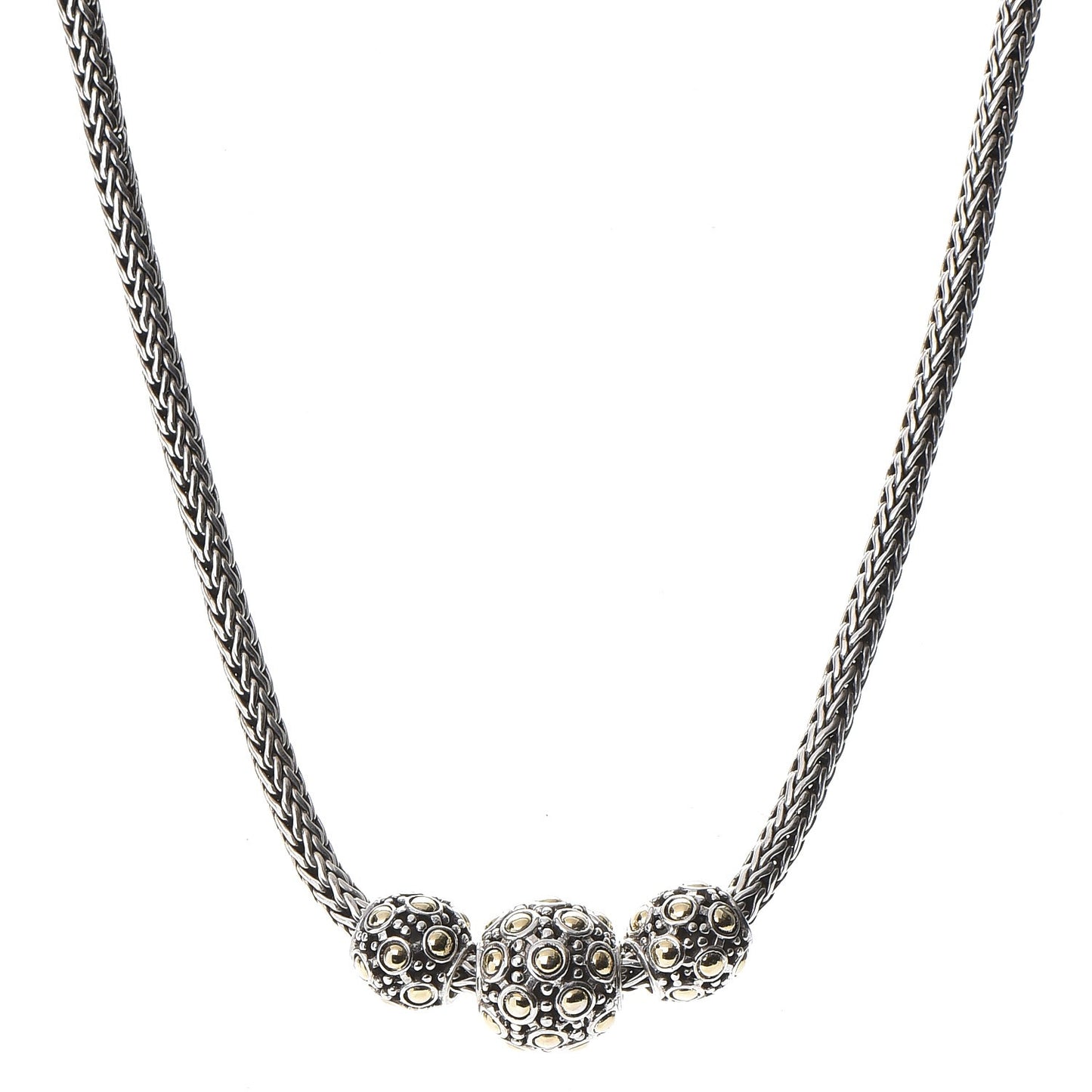 Sterling Silver 18K Gold Jaisalmer Three Bead Necklace