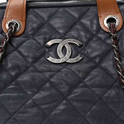 Chanel Iridescent Calfskin Quilted Large In The Mix Tote Navy 8 of 10