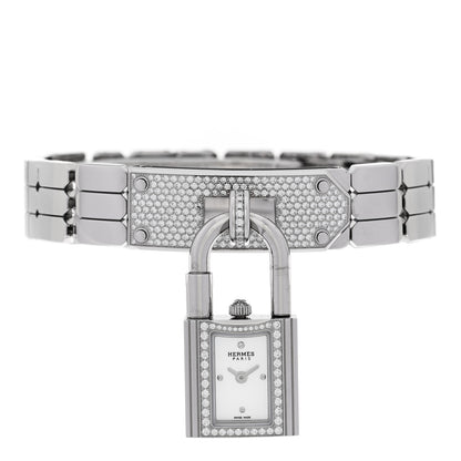 Hermes Stainless Steel Diamond Pave 16mm Kelly Quartz Watch 2 of 6