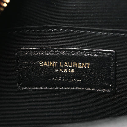 Saint Laurent Grain De Poudre Matelasse Chevron Quilted Round Vinyle Camera Bag Black 6 of 9