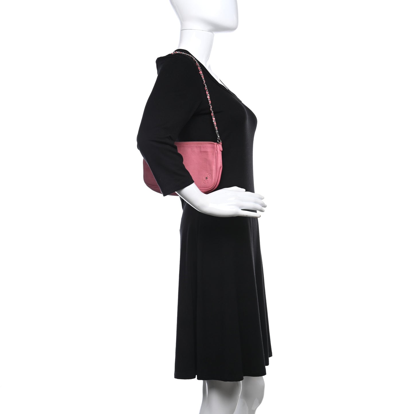 Goatskin Embossed Camellia Pochette Light Pink