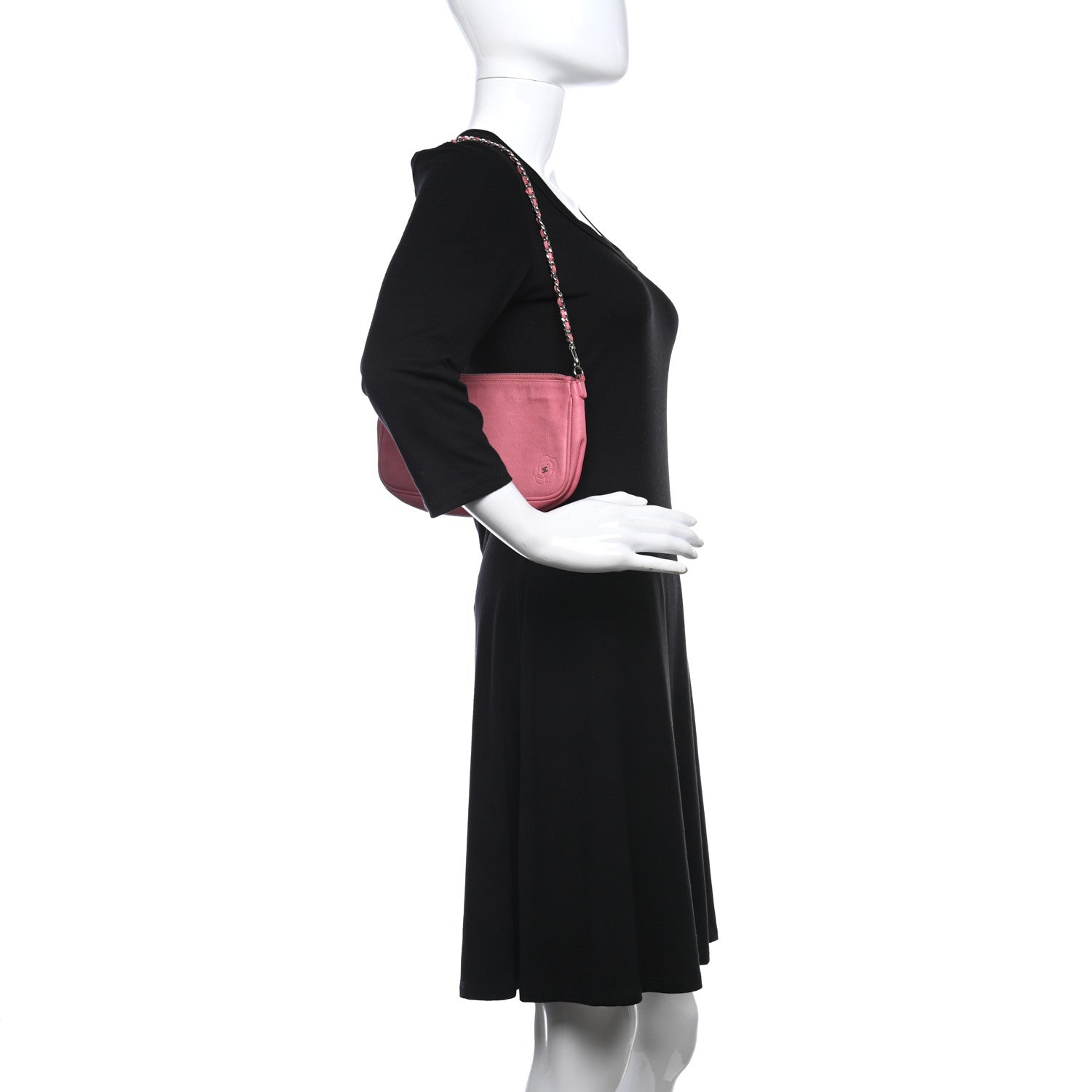 Chanel Goatskin Embossed Camellia Pochette Light Pink 2 of 7