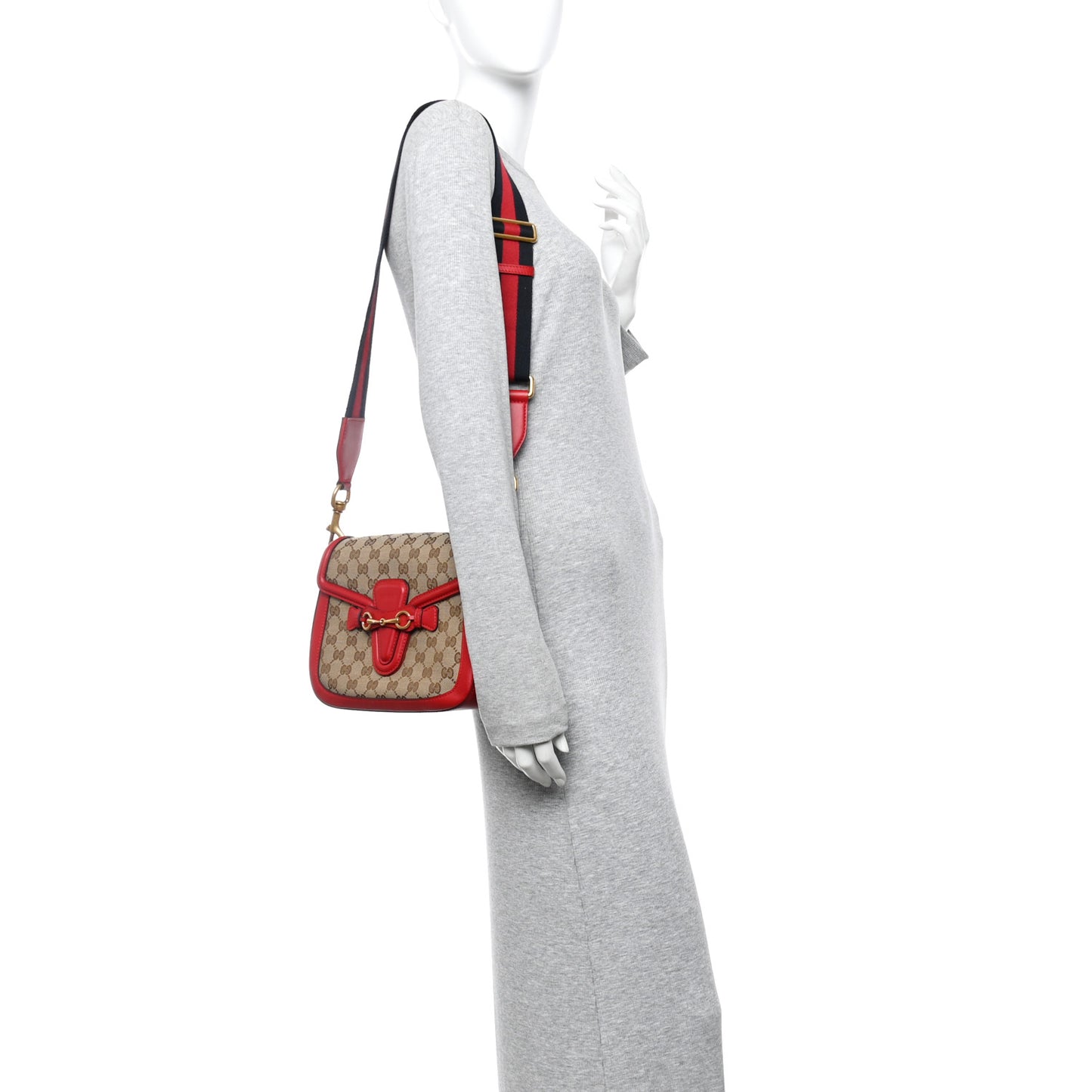 Monogram Ruinart Calfskin Medium Lady Web Shoulder Bag Beige Ebony Hibiscus Red