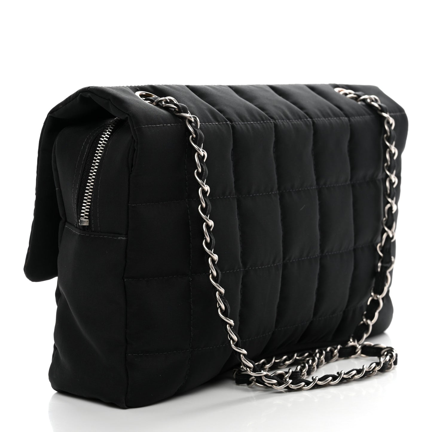 Nylon Square Quilted Flap Black