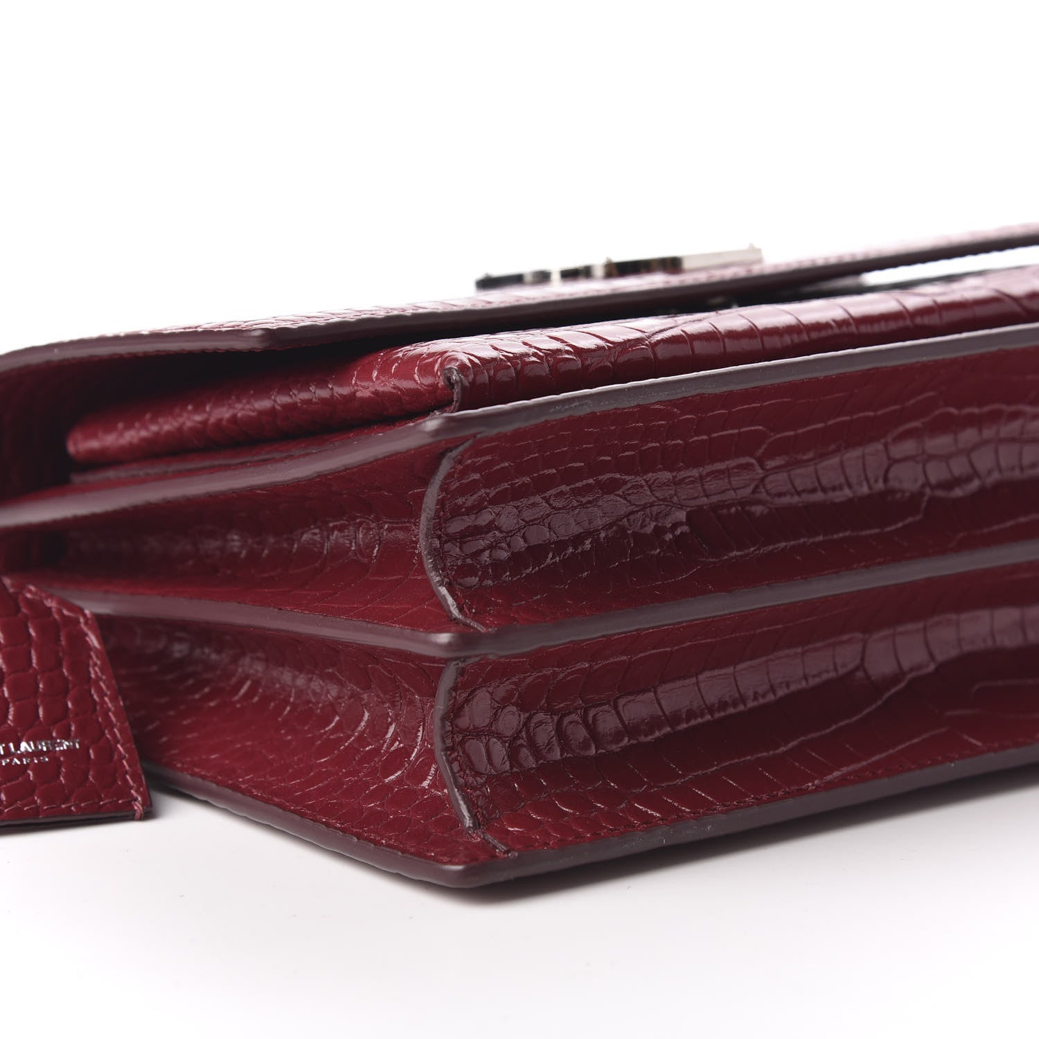 Saint Laurent Calfskin Crocodile Embossed Medium Monogram Sunset Palissandre 5 of 8