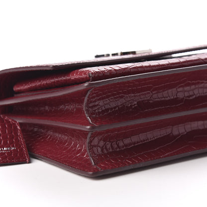 Saint Laurent Calfskin Crocodile Embossed Medium Monogram Sunset Palissandre 5 of 8