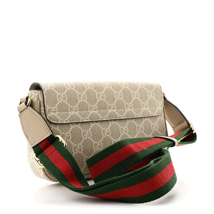Gucci GG Supreme Monogram Textured Dollar Calfskin Web Mini Ophidia Envelope Shoulder Bag Beige Mystic White Oatmeal 3 of 10