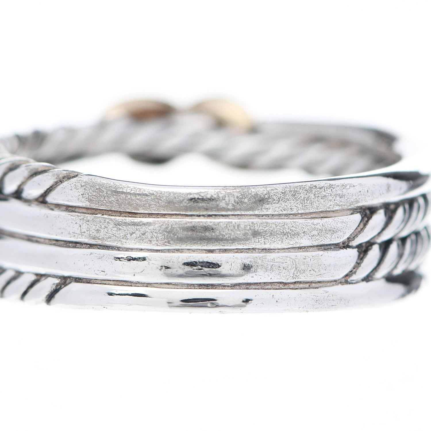 David Yurman Sterling Silver 18K Yellow Gold 6mm X Crossover Ring 53 6.5 5 of 5