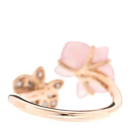 Cartier 18K Pink Gold Diamond Pink Chalcedony Caresse D'Orchidees Par Cartier Ring 50 5.25 3 of 4