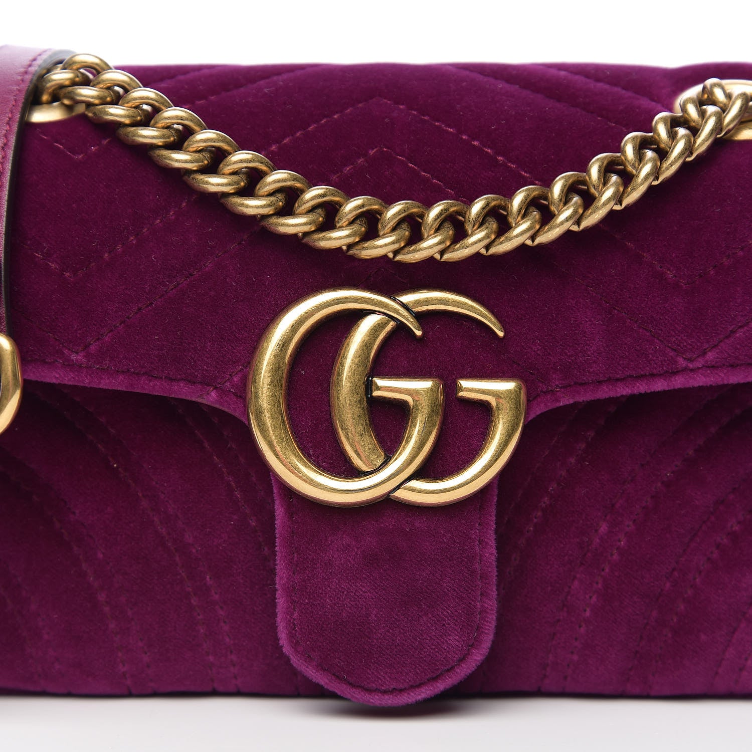 Gucci Velvet Matelasse Mini GG Marmont Shoulder Bag Fuchsia Violet Cyclamen 9 of 9