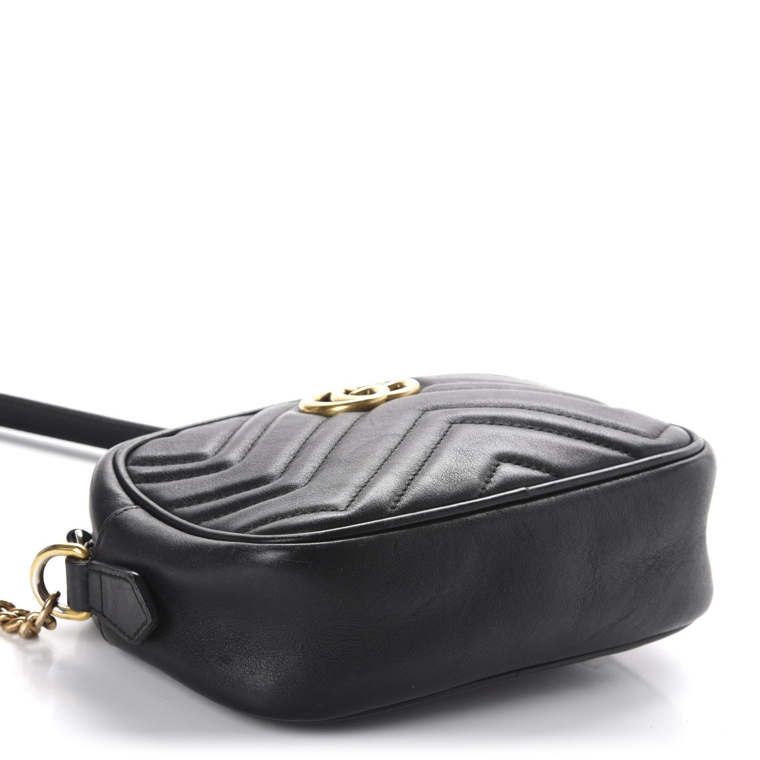 Gucci Calfskin Matelasse Mini GG Marmont Chain Shoulder Bag Black 4 of 10