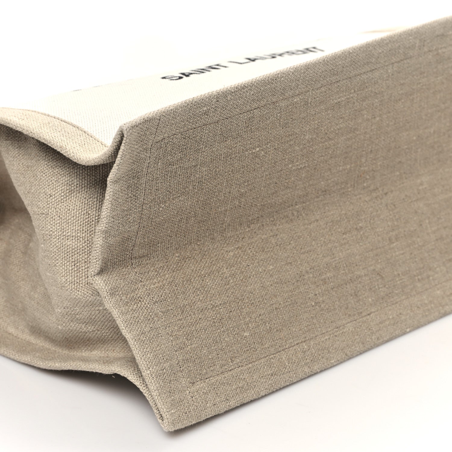 Saint Laurent Linen Calfskin Small Rive Gauche Tote Greggio Natural 9 of 13