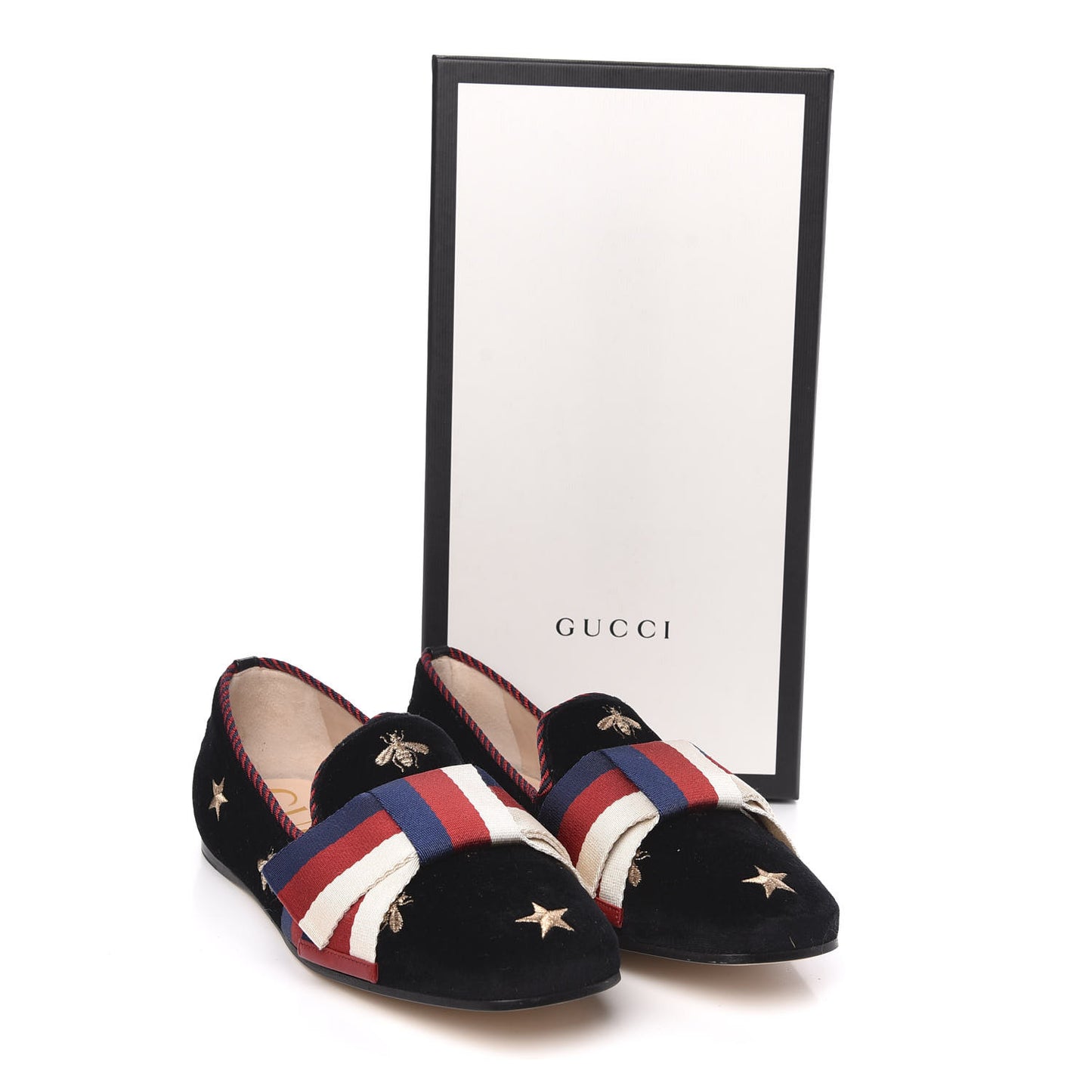 Velvet Bee Star Embroidered Sylvie Bow Loafers 37.5 Black