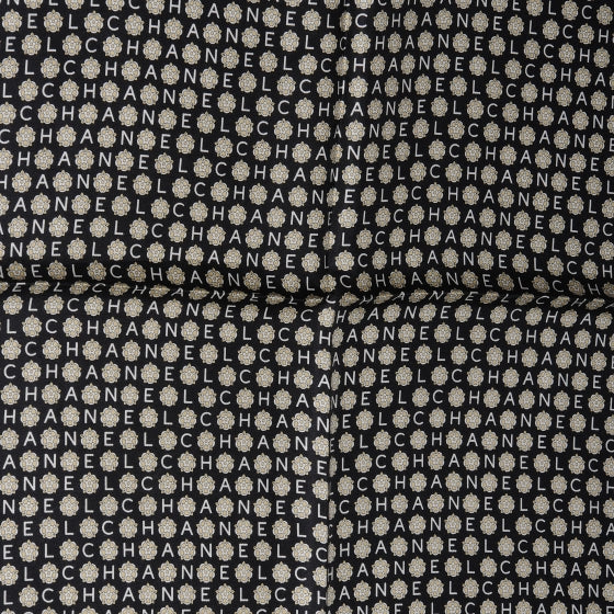 Chanel Silk CC Logo Camellia Scarf Black 1 of 2