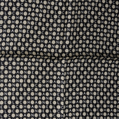 Chanel Silk CC Logo Camellia Scarf Black 1 of 2